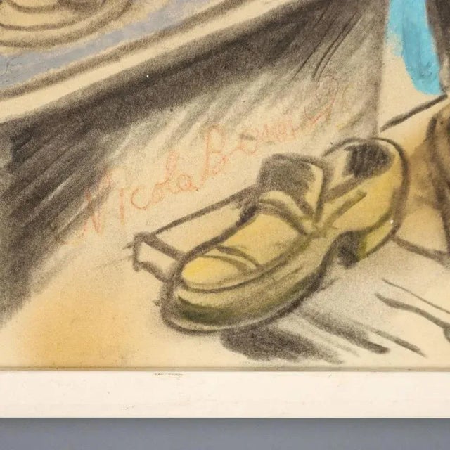 Nicola Benois, Man in the Kitchen, 20th Century, Mixed Media on Paper For Sale - Image 9 of 11