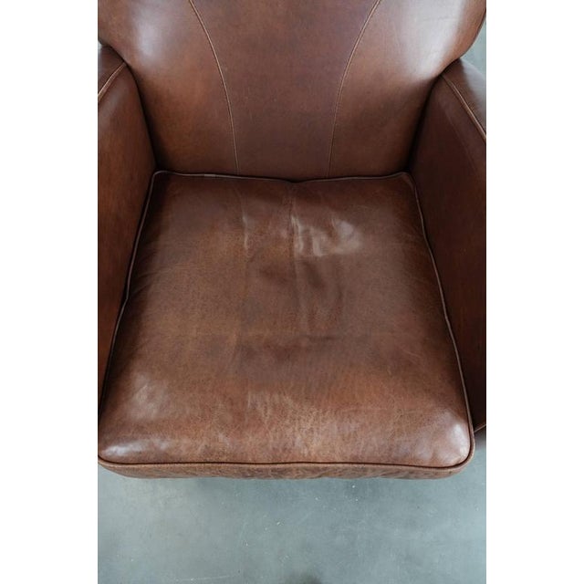 English Style Art Deco Round Cowhide Armchair For Sale - Image 6 of 14