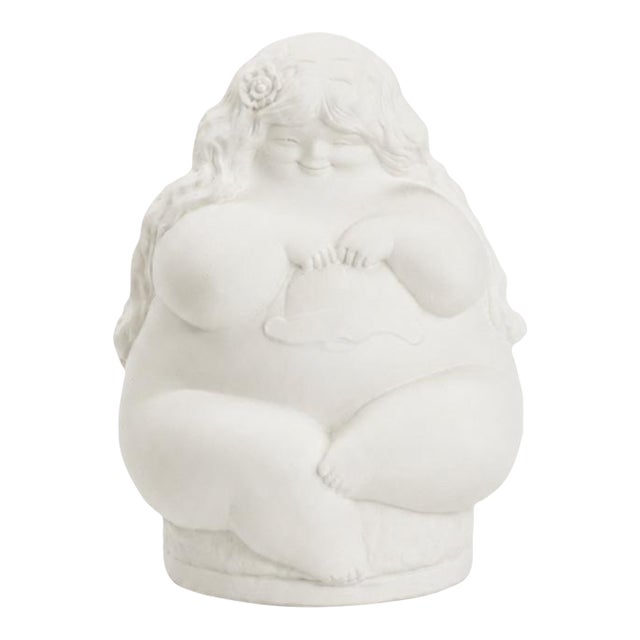 Vintage Ricardo Mesa Núñez "Las Gordas" Bisque Porcelain Figurine – Chilean Female Sculpture For Sale