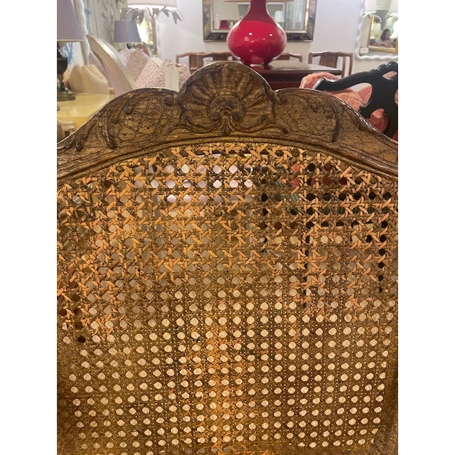 Pair of Velvet Upholstered French Cane Back Armchairs For Sale In New York - Image 6 of 10