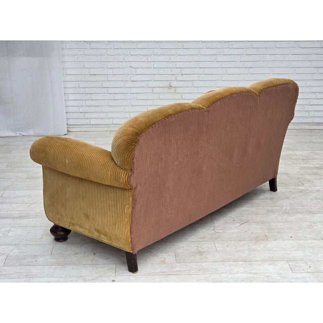 Danish Beech Three-Seater Sofa with Corduroy Upholstery, 1950s For Sale - Image 9 of 18