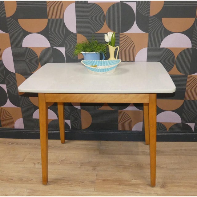 Small Vintage Kitchen Table in Wood, 1950s For Sale - Image 4 of 14