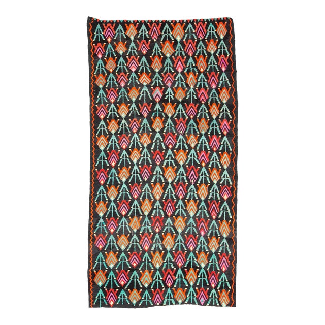 Colorful Vintage Turkish Kilim Rug For Sale
