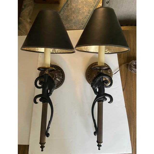 Mid 20th Century French Gazelle Ram Wall Sconce Lamps Sergio Bustamante Style - a Pair For Sale - Image 11 of 11