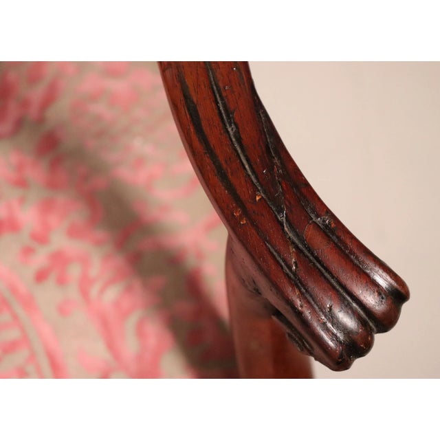 Wood Circa 1830 George III Fortuny Upholstered Gainsborough Mahogany Armchair For Sale - Image 7 of 13
