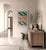 This geometric design layers multiple colors of acrylic gouache paint over colored pencil providing a subtle textured...