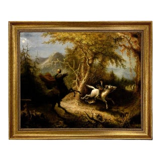 Headless Horseman Pursuing Ichabod Crane Oil Painting Print on Canvas- a 16" X 20" Framed to 21-1/2" X 25-1/2" For Sale