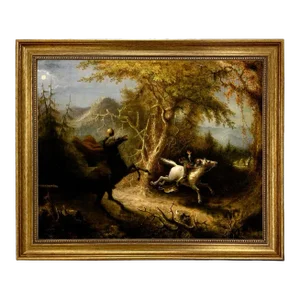 Headless Horseman Pursuing Ichabod Crane Oil Painting Print on Canvas- a 16" X 20" Framed to 21-1/2" X 25-1/2"