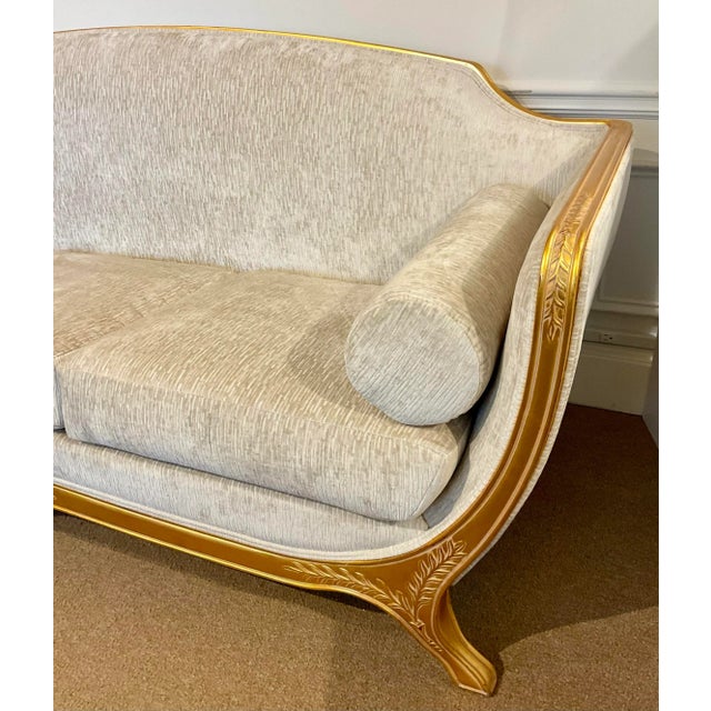Transitional Jonathan Charles Transitional Custom Gold Leaf Sofa For Sale - Image 3 of 7
