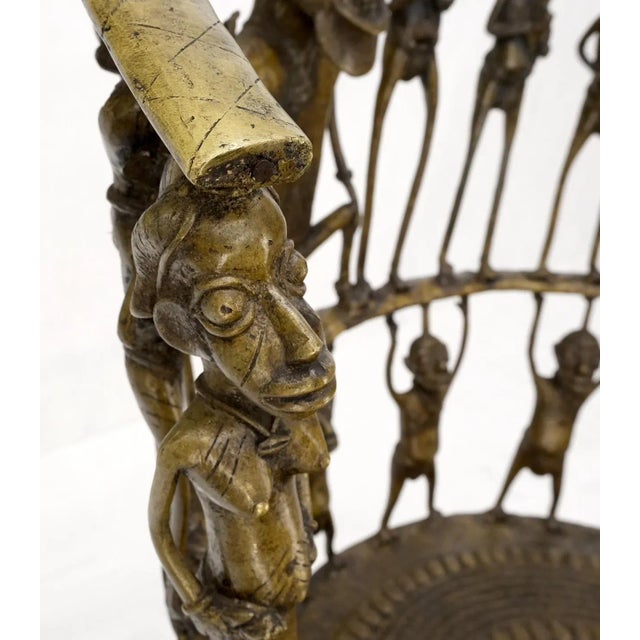 Solid Bronze 44 Figurines African Cameroon Bronze Figurative Throne Chair For Sale - Image 11 of 13