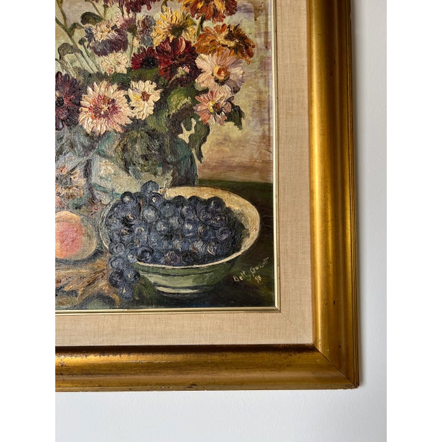 1970's Betty Gossett Impressionist Still Life Oil on Canvas Painting, Framed For Sale - Image 9 of 12