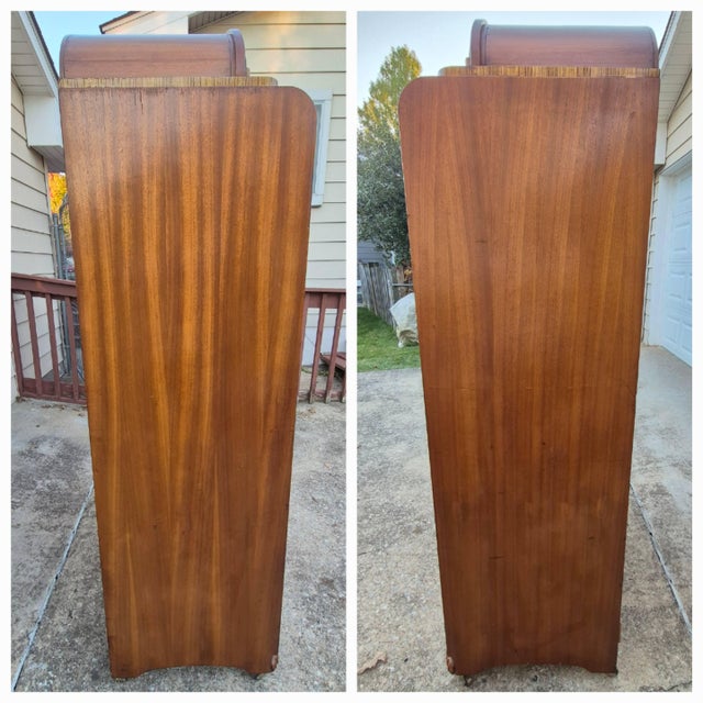 1930s Art Deco Waterfall Double Chifferobe Armoire W/ Secretary Desk For Sale - Image 11 of 16