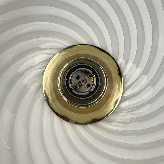 Vintage Swirl White Murano Glass Pendant Lamp, 1970s For Sale - Image 10 of 14