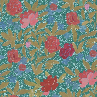 Sample - Floral Bouquet Wallpaper by Paule Marrot in Blue Jade For Sale