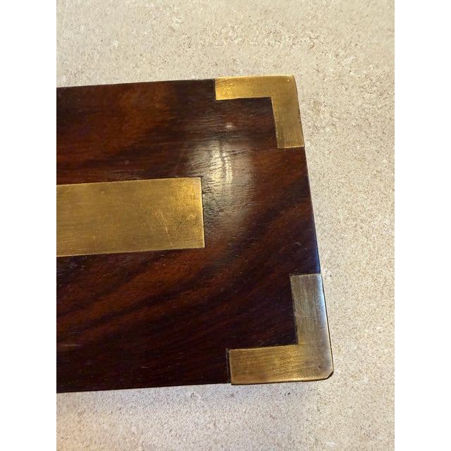 Modern Mid-Century Wood Box With Brass Inlays, 1960s For Sale - Image 3 of 8