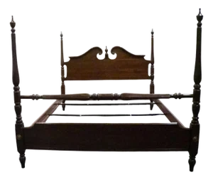 Ethan Allen Georgian Court Collection Solid Cherry Traditional Style Queen Size Four Poster Bed 11-5654