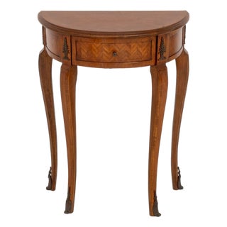 Louis XV Style Demilune Walnut Console Table For Sale