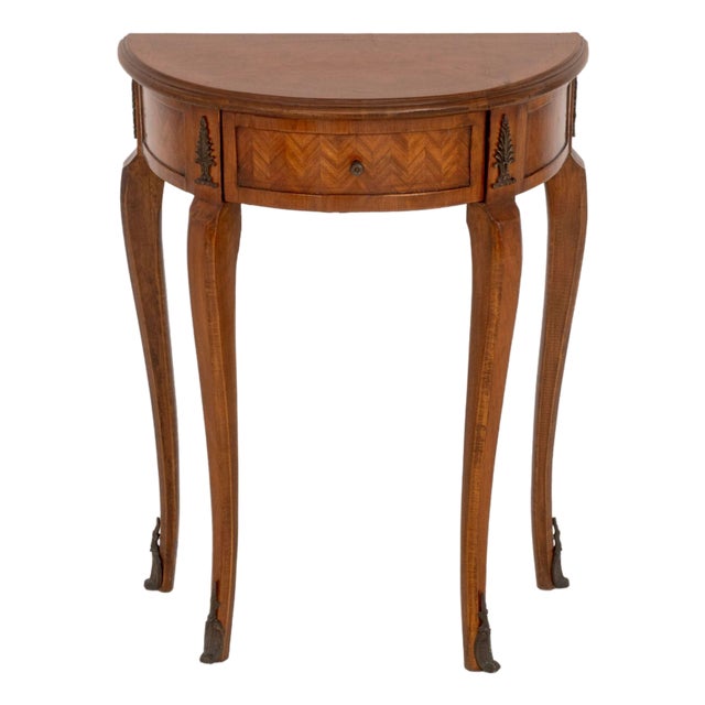 Louis XV Style Demilune Walnut Console Table For Sale