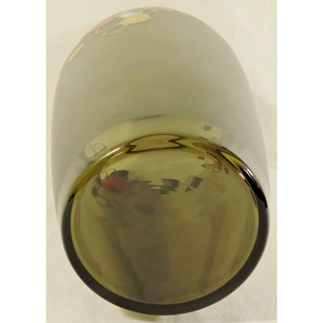 Large Mid Century 16" Egermann Czech Republic Bohemia Crystal 24k Gold Trim Vase For Sale - Image 9 of 13