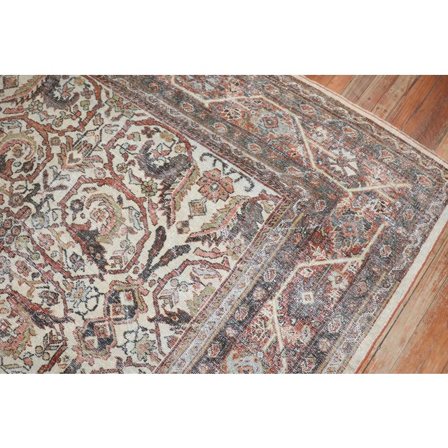 Ivory Antique Worn Ivory Persian Mahal Rug - 7' x 10'2" For Sale - Image 8 of 11