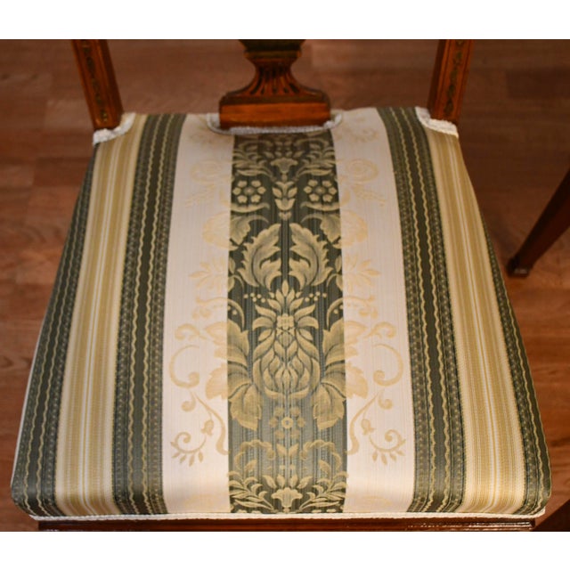 1900s Antique English Mahogany Hand Painted Side Chair For Sale - Image 4 of 12