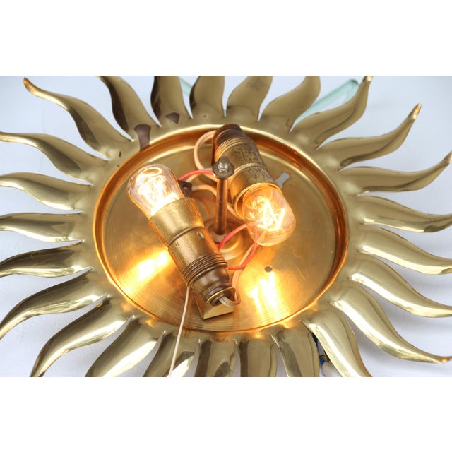 Sunburst Sputnik Wall Lamp in Brass, 1950s For Sale - Image 15 of 16