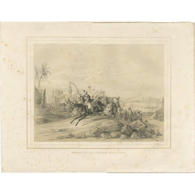 Antique Egyptian Cavalry Battle Scene from Maximilian in Bavaria, 1846 This dynamic and finely detailed 19th-century...