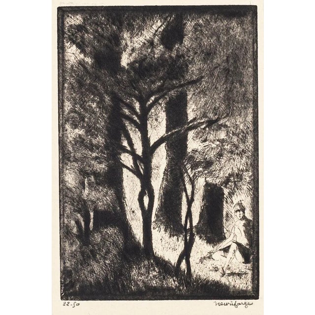Au Bois de Boulogne - Original Etching by H. Farge - Mid 20th Century Mid 20th Century For Sale - Image 3 of 3
