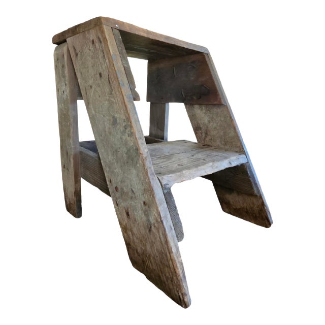 Early 20th Century Primitive Farmhouse Step Stool For Sale