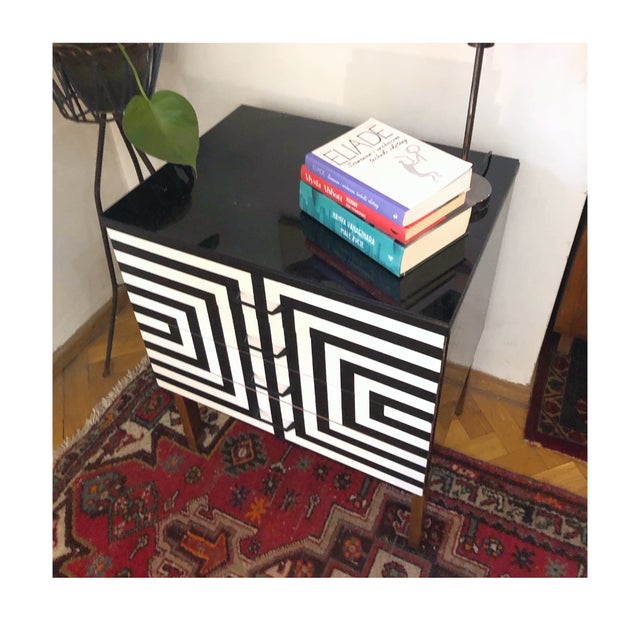 Polish Chest of Drawers with Op Art Motif, 1970s For Sale - Image 10 of 11