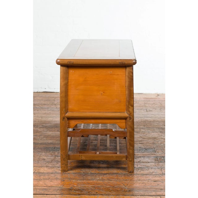 Brown Chinese Early 20th Century Sideboard with Three Drawers and Natural Finish For Sale - Image 8 of 13