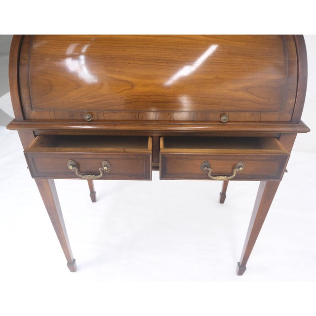 32" Wide & 79" Tall Solid Cherry Cylinder Style Secretary Desk Beveled Glass For Sale - Image 12 of 14