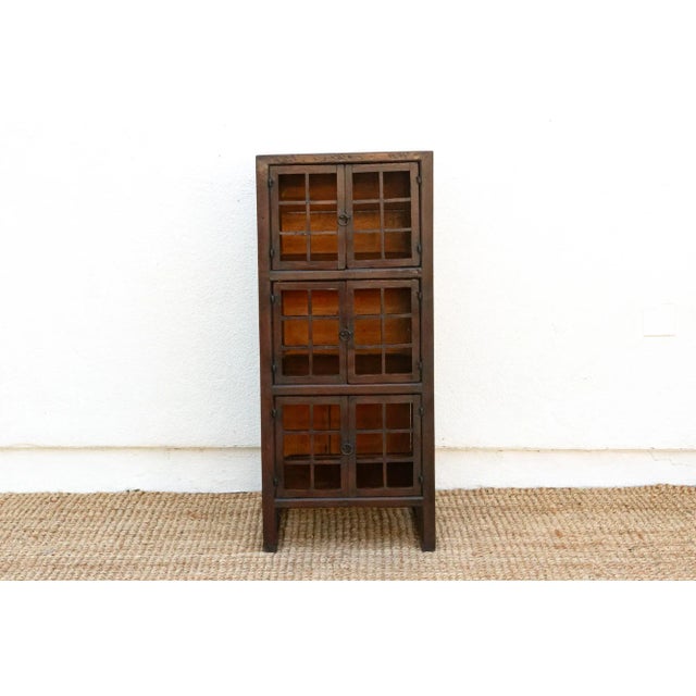 Antique Lattice Doors Slim Kitchen Cabinet For Sale - Image 4 of 12