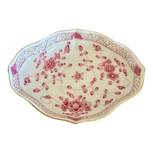 Antique Meissen Purple India Quatrefoil Sweetmeat Dish, Circa 1880-1910 For Sale