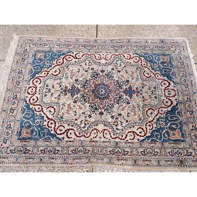 Mid 20th Century Galerie Shabab Collection Mid-20th Century Persian Nain Throw Rug For Sale - Image 5 of 7