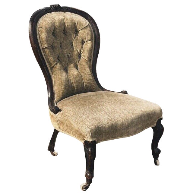 Victorian Chair with White Porcelain Castors For Sale