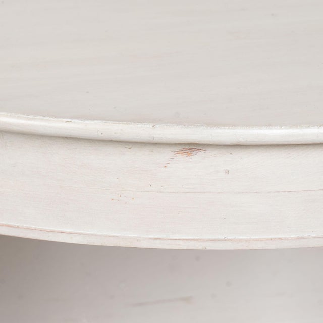 Wood Late 19th Century Swedish White Large Demi Lune Side Tables Consoles For Sale - Image 7 of 12