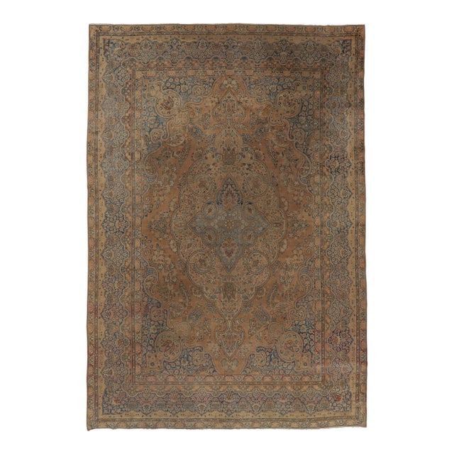 Antique Persian Kerman Lavar Rug, Regal Intricate Floral Medallion - Rug & Kilim For Sale
