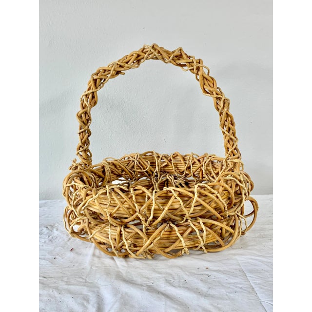 Wood Vintage Grapevine Basket For Sale - Image 7 of 7