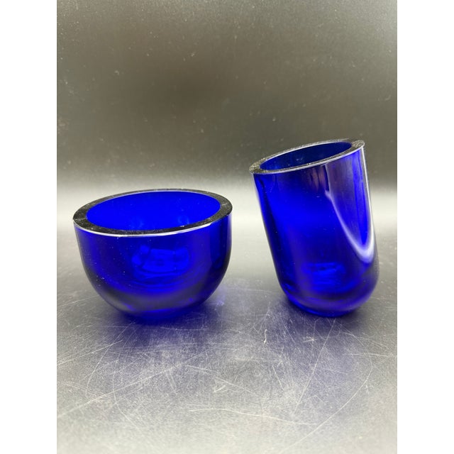 Blue Murano Glass Bowl and Vase by Cleto Munari, 1980s, Set of 2 For Sale - Image 8 of 10
