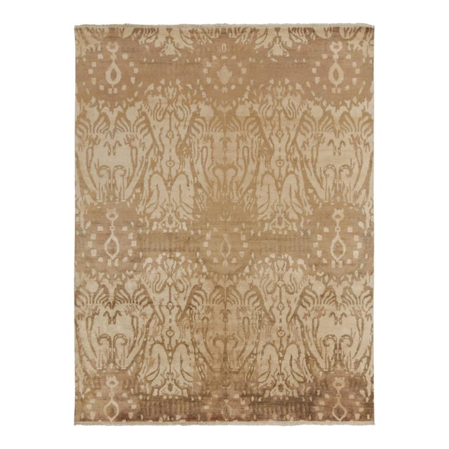 Rug & Kilim’s Classic-Style Contemporary Rug in Beige-Brown Ikats Patterns For Sale