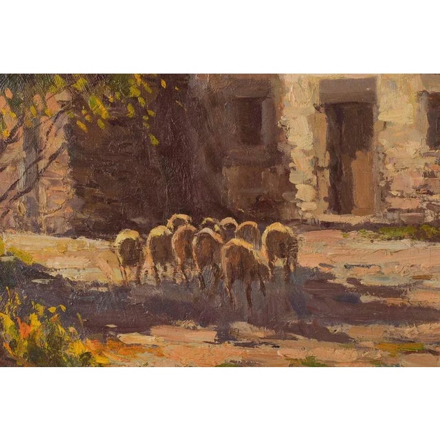 Francesc Carbonell Massabe, Farmyard with Sheep, 20th-Century, Oil on Canvas, Framed For Sale - Image 4 of 11