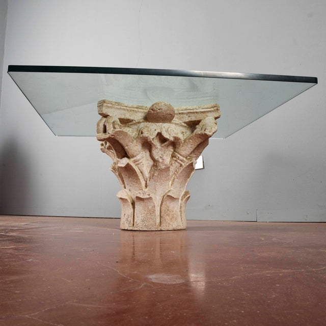 White Stone Capital Coffee Table with Large Thick Glass Top For Sale - Image 11 of 18