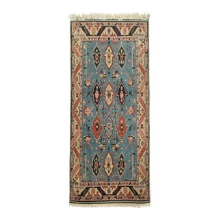 Heriz Rug 5’10” X 8’11” Blue Wool Vintage Tribal Hand-Knotted Oriental Carpet For Sale