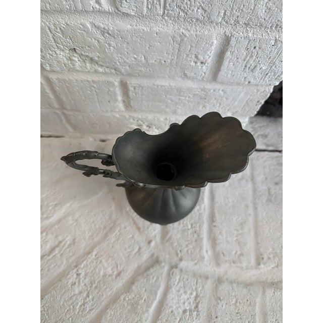 1950s Italian Pewter Footed Pitcher Vase For Sale - Image 4 of 7