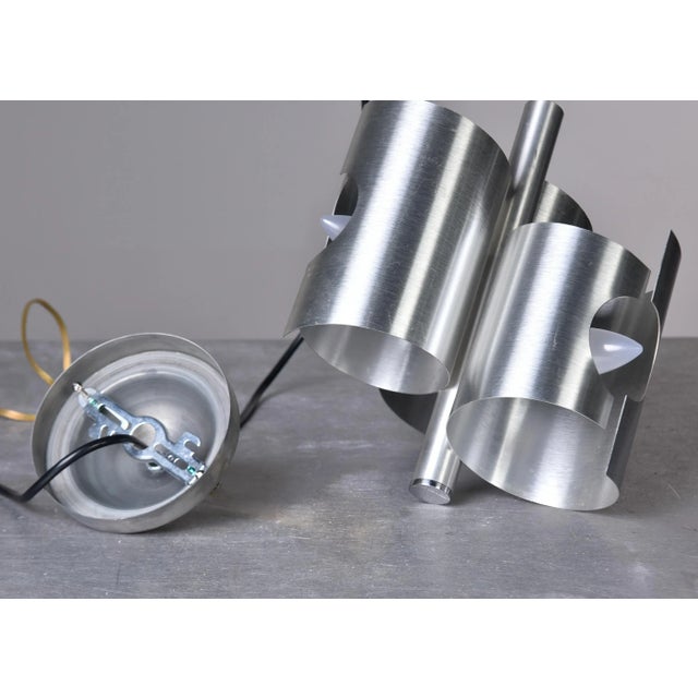 Mid Century Italian Hanging Aluminum Three Light Fixture For Sale - Image 10 of 11