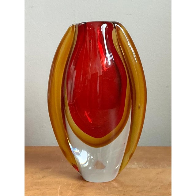 Mid 20th Century Vintage Murano Sommerso Glass Vase For Sale - Image 5 of 12