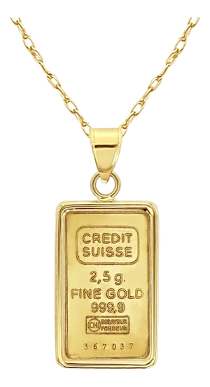 2.5 Gram Pamp Credit Suisse Gold Coin with Polished Bezel 16"