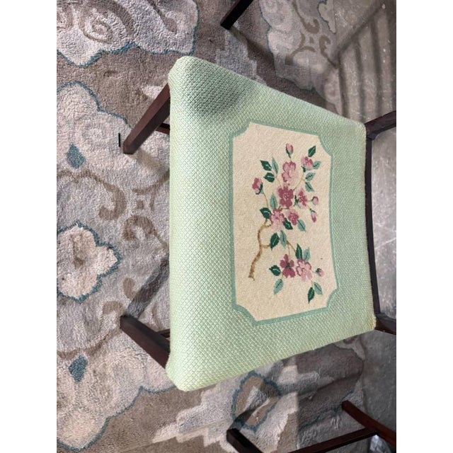 Mid 20th Century Set of 8 High Ladder Back Rosewood Tapestry Leg Dining Chairs For Sale - Image 4 of 17