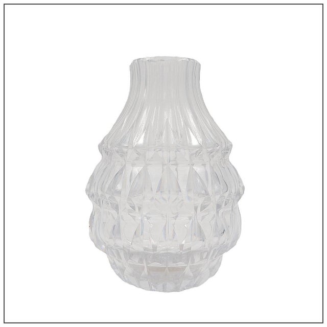 Crystal Vase - Decoration - Val St Lambert This clear crystal vase in the artichoke pattern features a bulbous shape with...